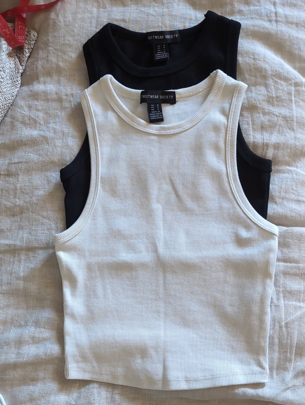 Streetwear Society Ribbed Tank Tops in White and Black